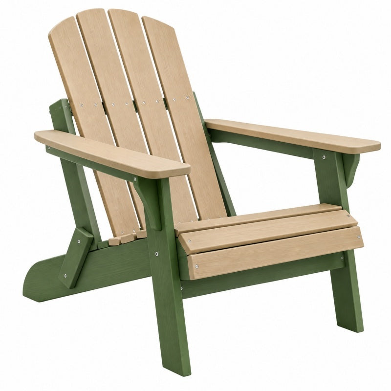Krzesło ogrodowe Adirondack 78 x 88 x 98 cm drewniane zielono-beżowe z szerokimi podłokietnikami