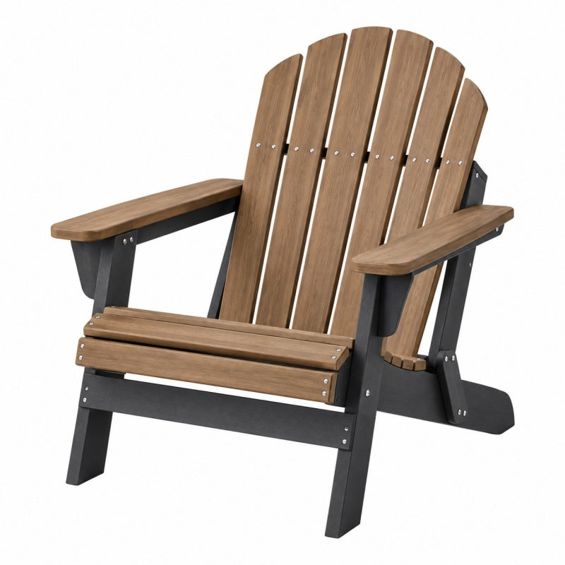 Fotel ogrodowy 83 x 76 x 98 cm drewniano-metalowy brązowo-czarny w stylu Adirondack