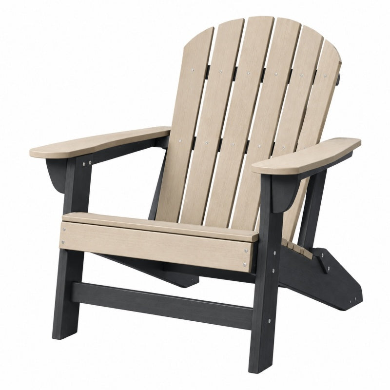Krzesło ogrodowe Adirondack 83 x 76 x 95 cm z tworzywa HDPE beżowo-czarne wypoczynkowe