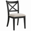 Krzesło do jadalni 45 x 55 x 95 cm z drewna czarne z tapicerowanym siedziskiem w stylu klasycznym