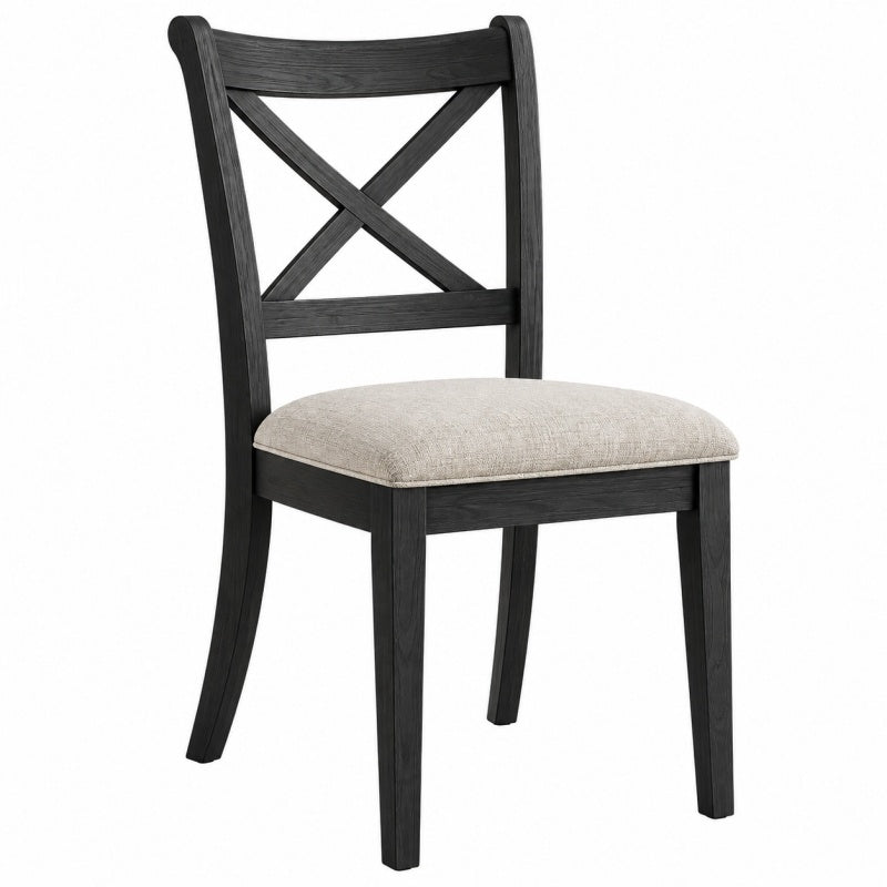 Krzesło do jadalni 45 x 55 x 95 cm z drewna czarne z tapicerowanym siedziskiem w stylu klasycznym