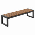 Ławka ogrodowa 150 x 40 x 45 cm z drewna i stali brązowo-czarna - listwowa