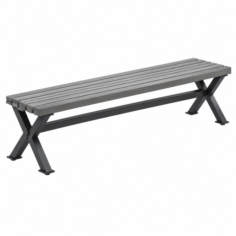 Ławka ogrodowa 180 x 40 x 45 cm szara z drewna i metalu industrialna