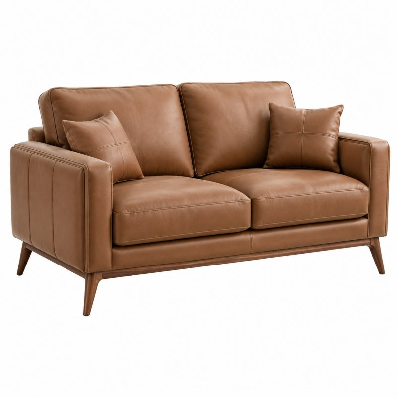 Sofa dwuosobowa 160 x 90 x 85 cm brązowa tapicerowana do salonu w stylu nowoczesnym