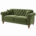 Sofa dwuosobowa 170 x 90 x 82 cm z zielonego aksamitu w stylu Chesterfield